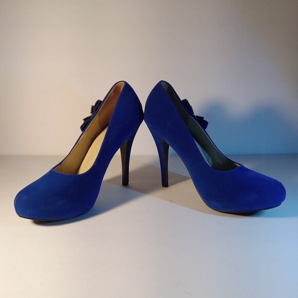 FABULOUS IVORI- 89 ROYALE BLUE SIZE 8 1/2 HIGH HEEL SHOES - Picture 3 of 6